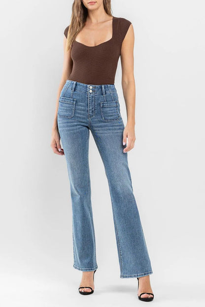 High Rise Crop Flare with Hem Detail