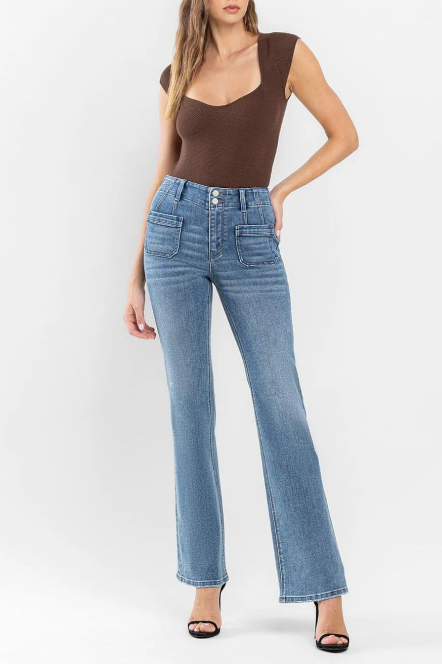 High Rise Crop Flare with Hem Detail