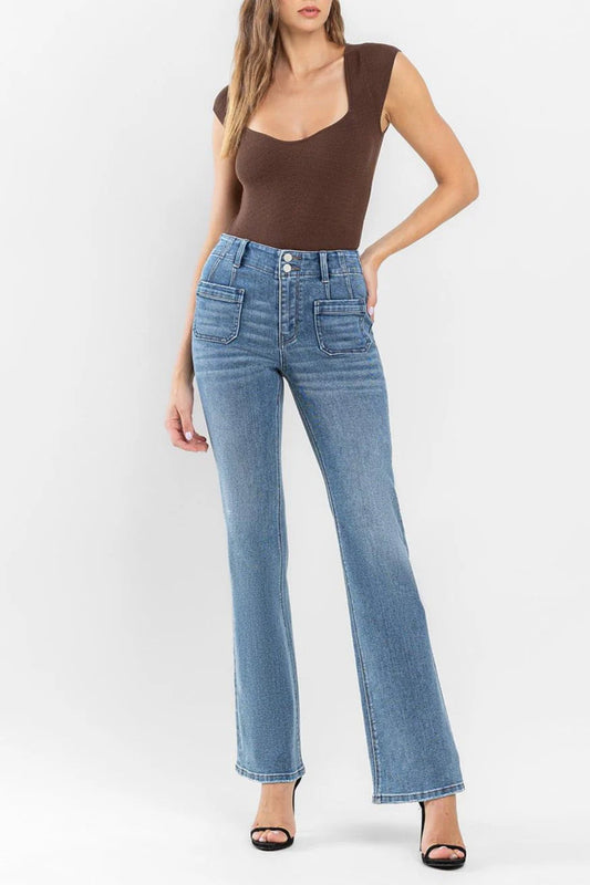 High Rise Crop Flare with Hem Detail