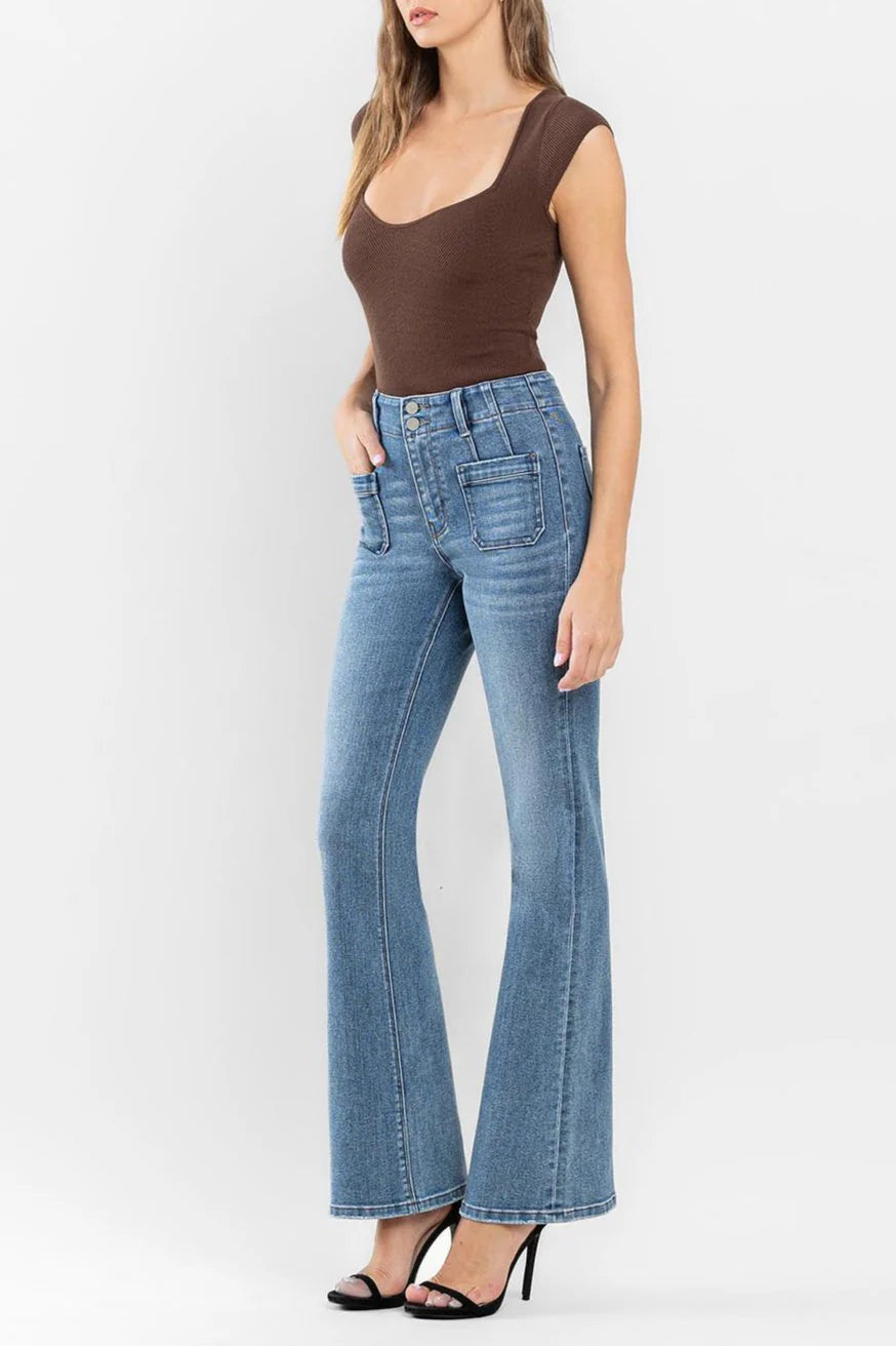 High Rise Crop Flare with Hem Detail