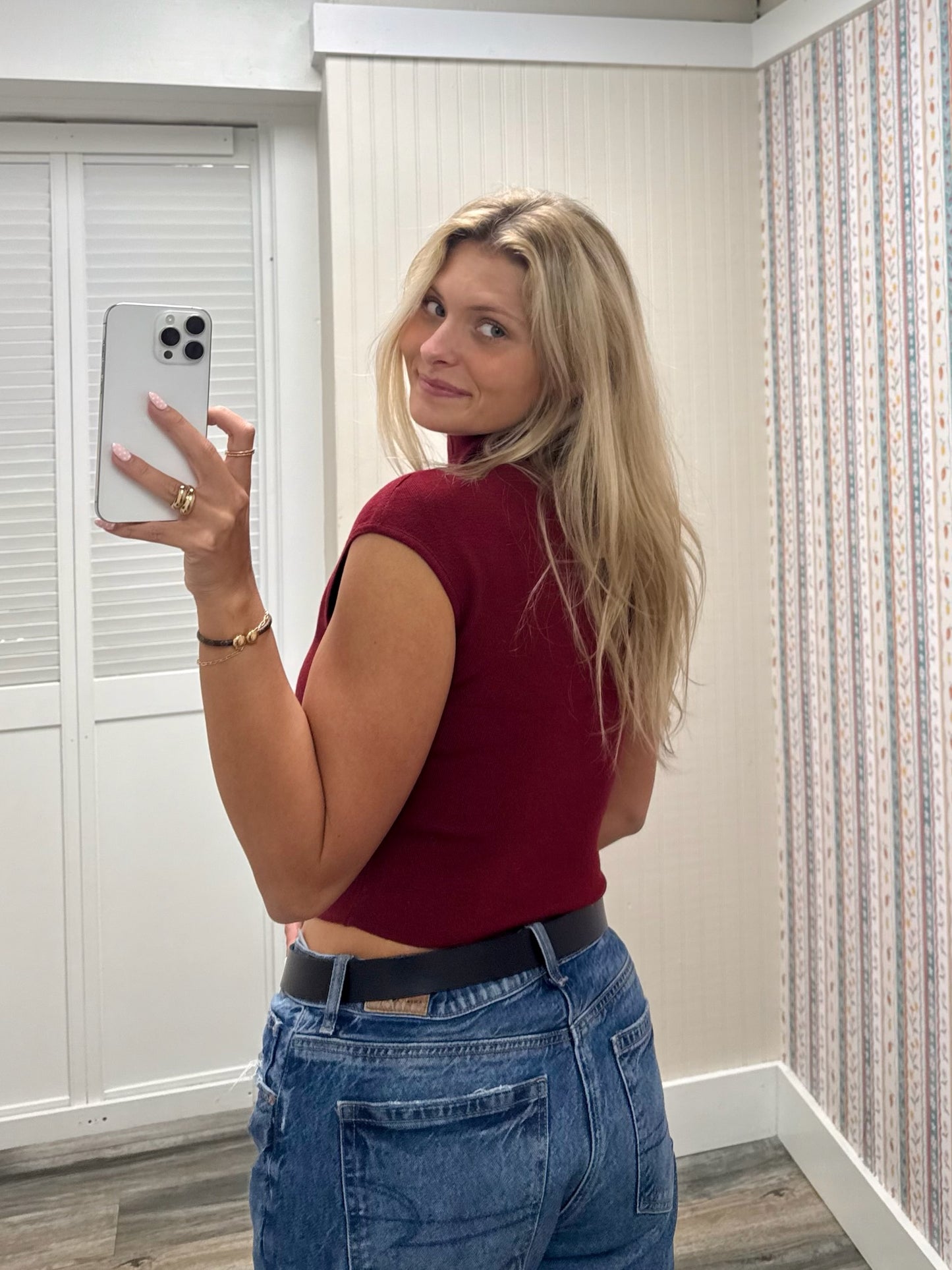 High Neck Sleeveless Sweater Top