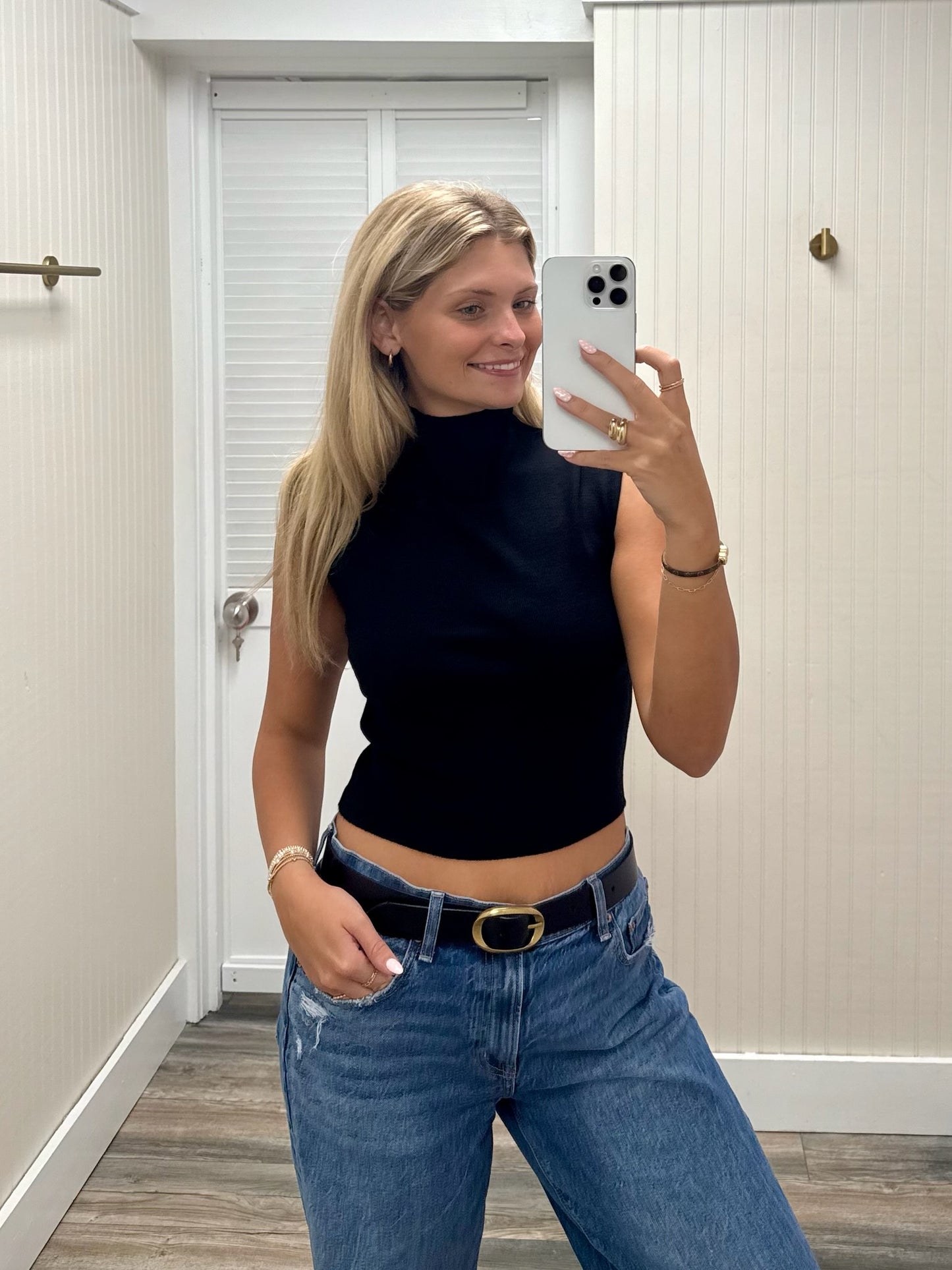 High Neck Sleeveless Sweater Top