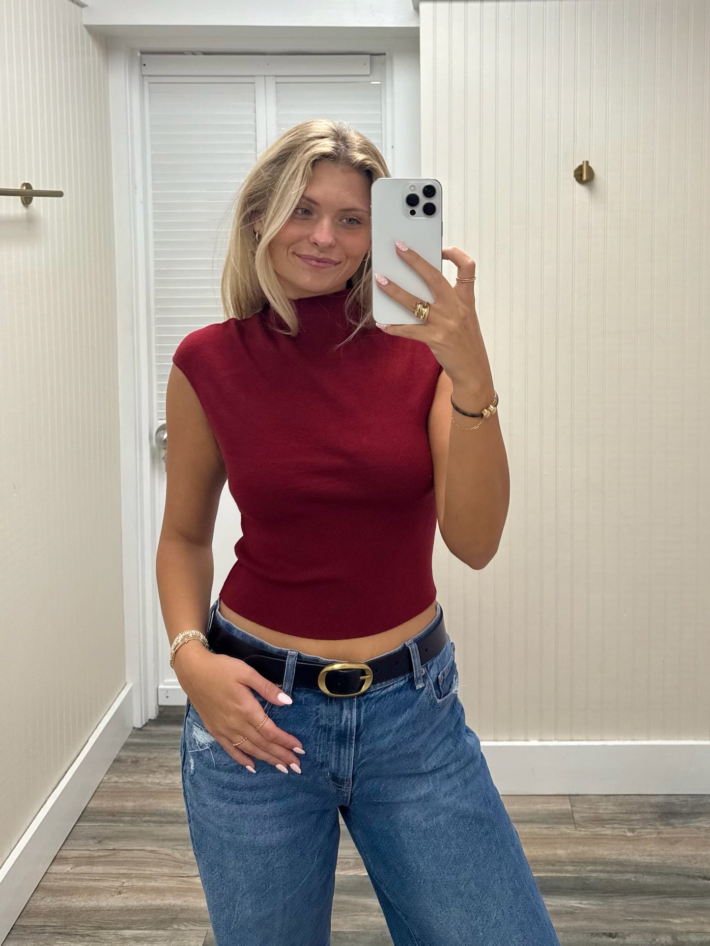 High Neck Sleeveless Sweater Top