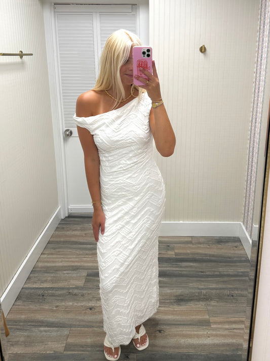 Gathered One Shoulder Dress
