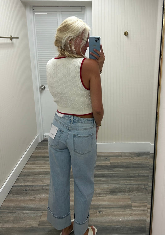 V-Neck Cable Sweater Vest
