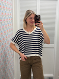 Striped VNeck Oversized Top