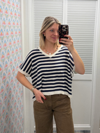 Striped VNeck Oversized Top