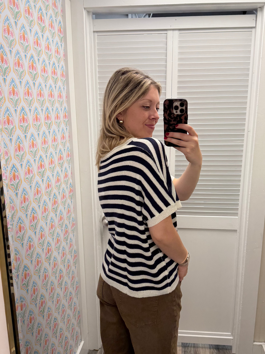 Striped VNeck Oversized Top