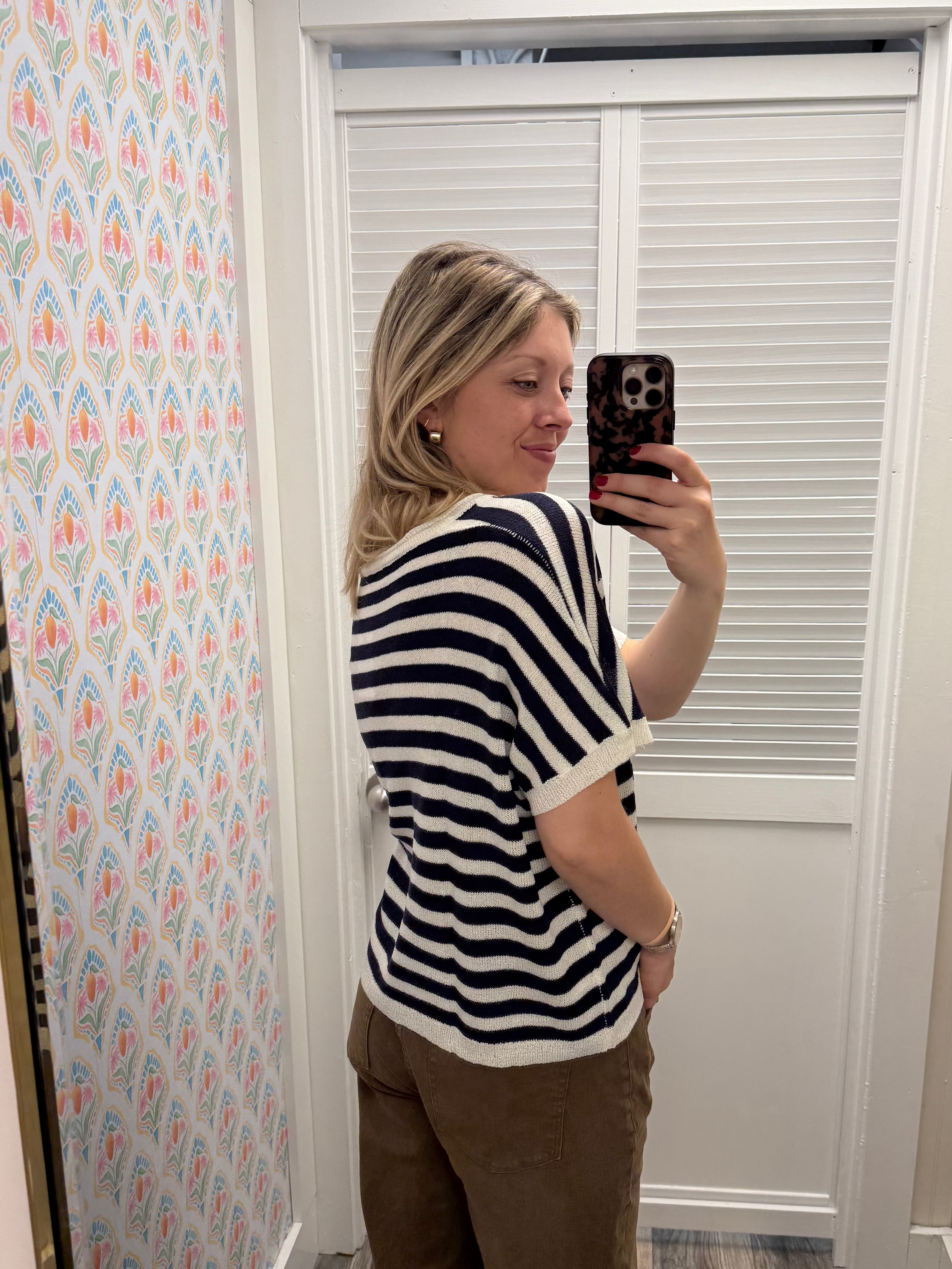Striped VNeck Oversized Top