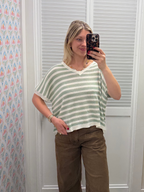 Striped VNeck Oversized Top