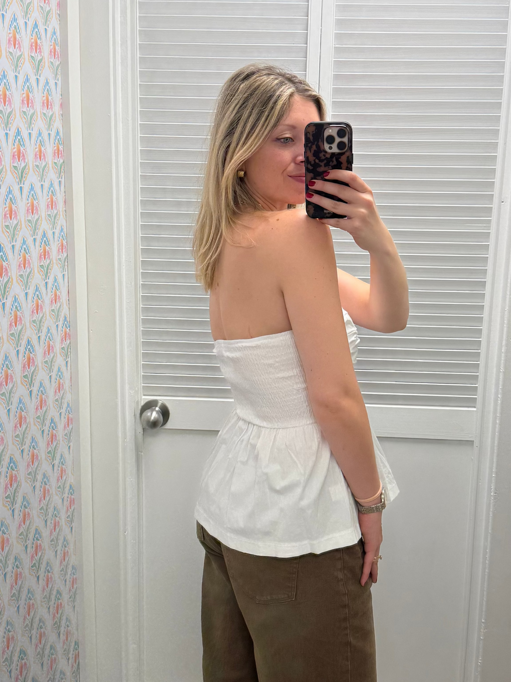 Pleated Peplum Tube Top