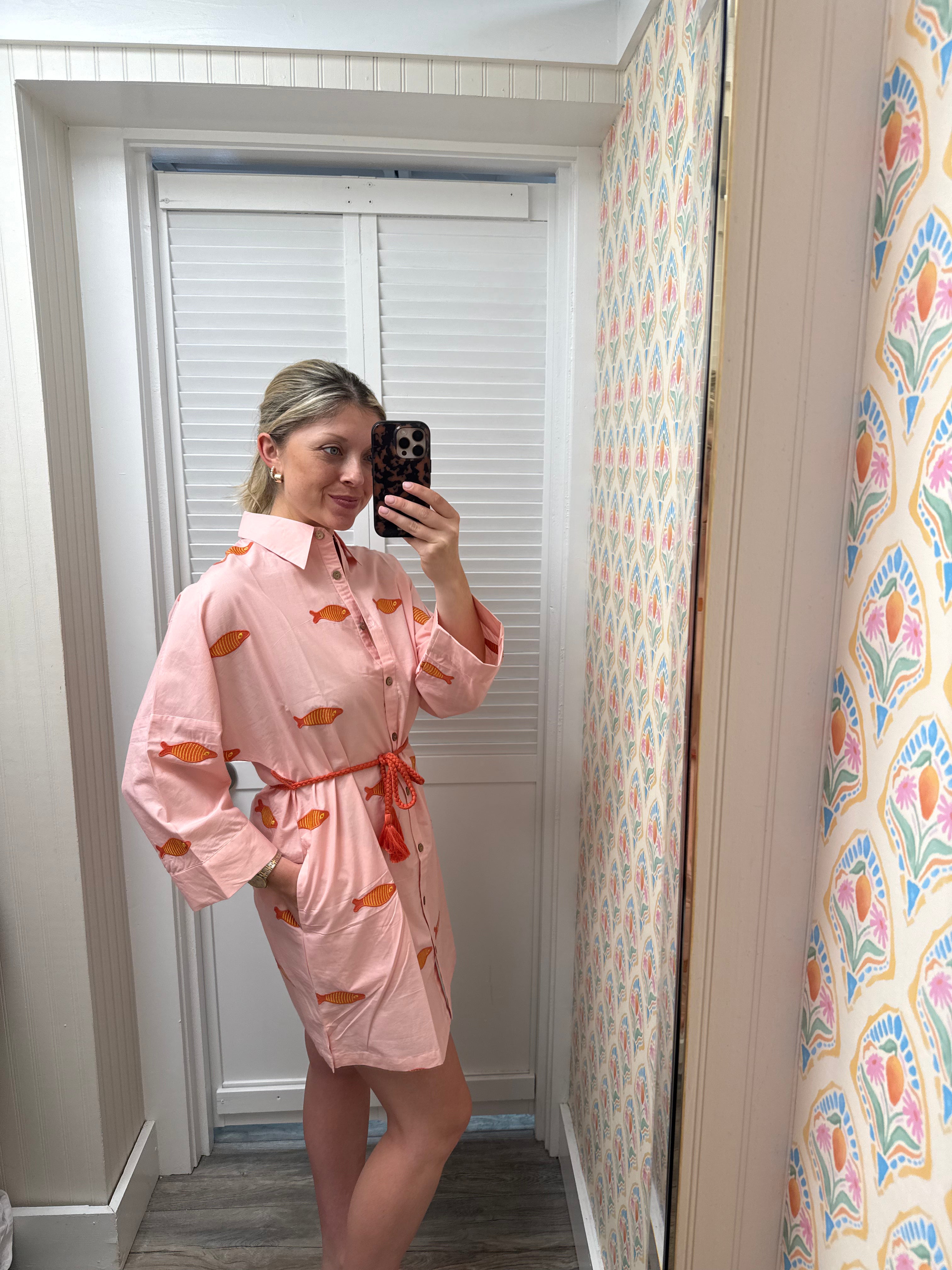 Blush Embroidered Fish Dress