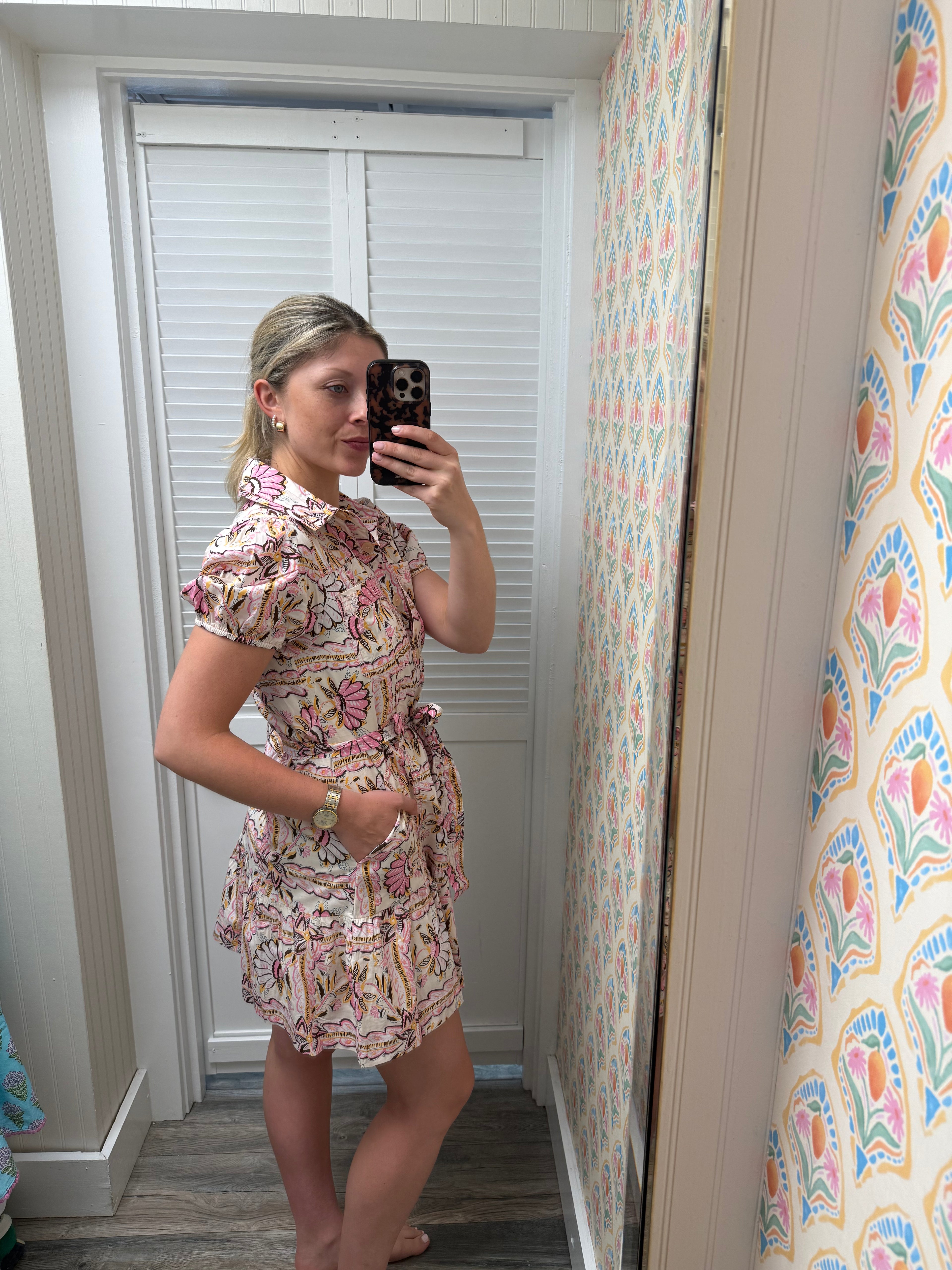 Button Down Drop Waist Floral