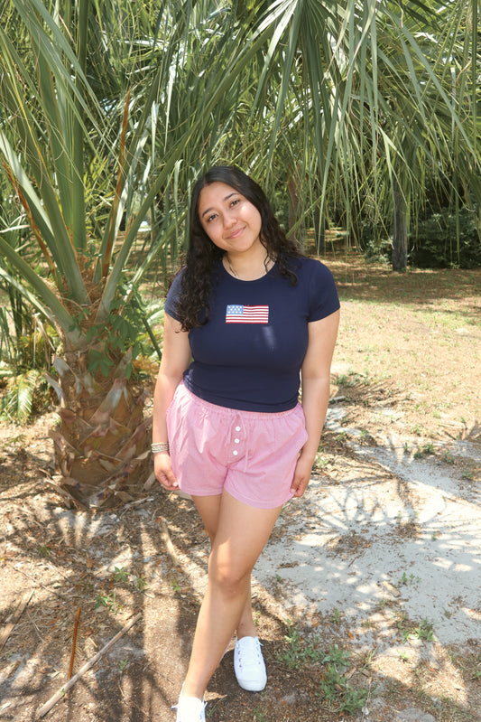 Waist Tie Check Shorts