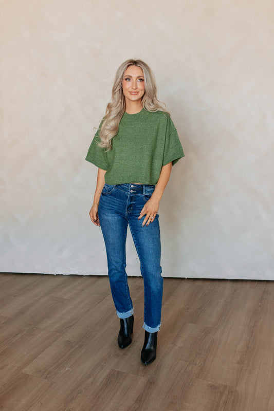 Cropped Short Sleeve Sweater