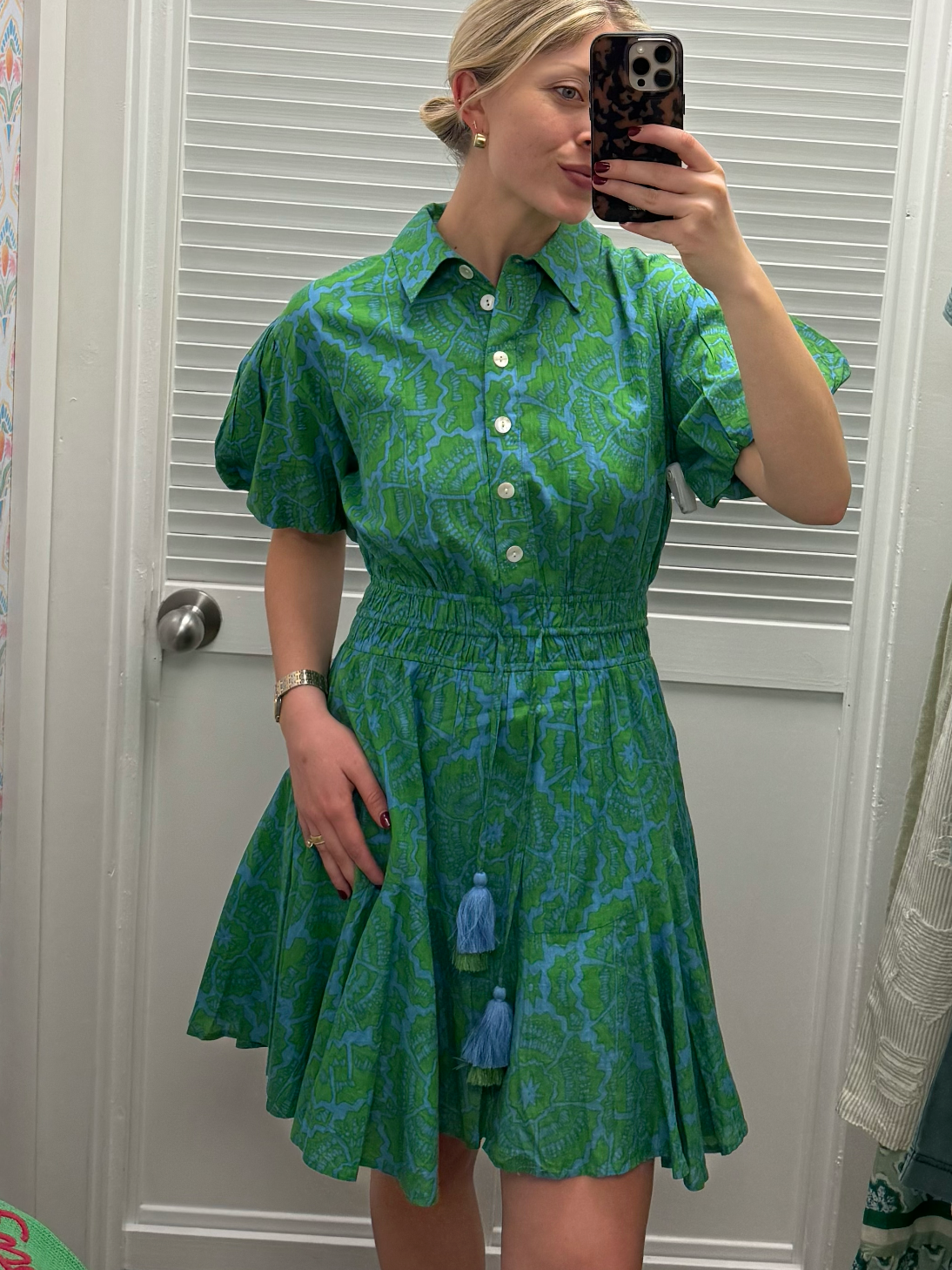 Flounced Hem Shirt Dress