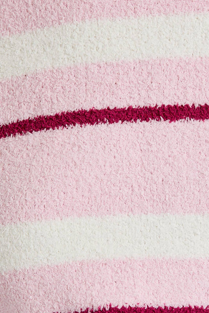 LONG SLEEVE STRIPE SWEATER TOP WITH WIDE LEG SWEATER PANTS