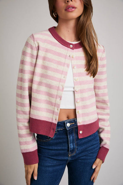 LONG SLEEVE STRIPE CARDIGAN