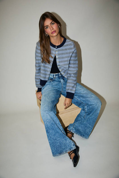 LONG SLEEVE STRIPE CARDIGAN