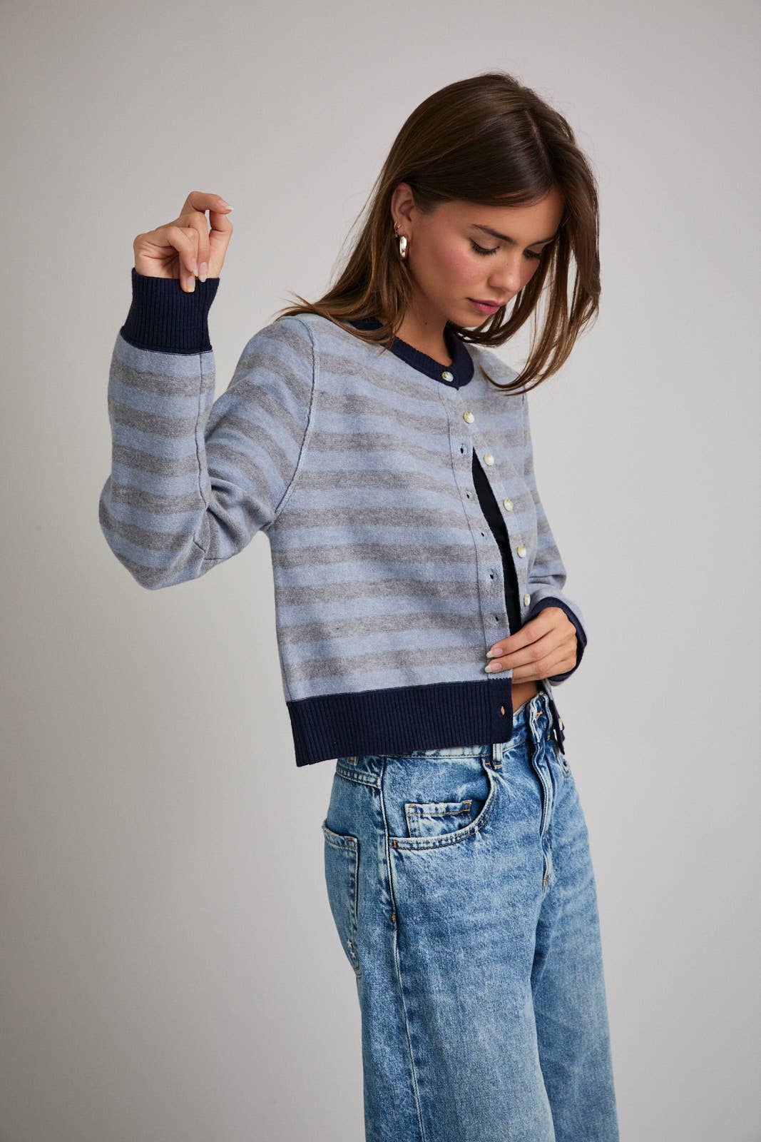 LONG SLEEVE STRIPE CARDIGAN