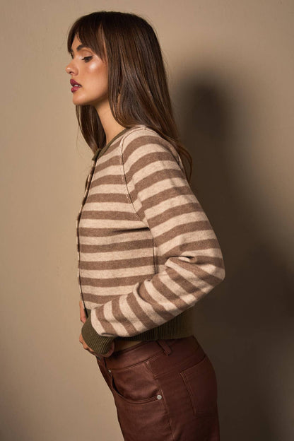 LONG SLEEVE STRIPE CARDIGAN