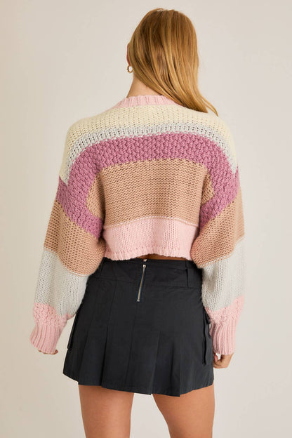 ROUND NECK CROP SWEATER TOP
