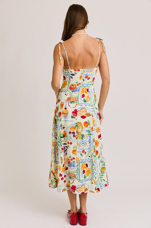Shoulder Tie Midi Dress