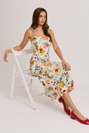 Shoulder Tie Midi Dress